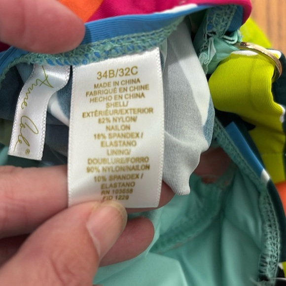 Anne Cole Multicolor Underwire Twist Front Swimsuit Tankini Top 34B/32C NWT - Picture 6 of 7